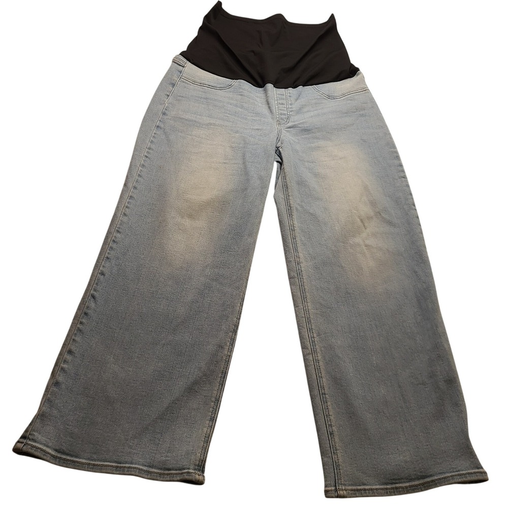 Just USA Maternity Jeans Light Wash Over Belly Wide Leg Denim Size 32 Classic
